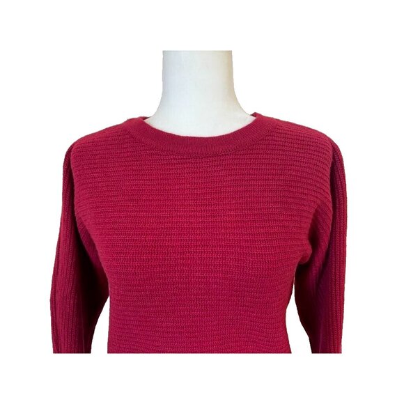 BIANCO & BLU Italy Sweater Size Small Merino Wool Cashmere Blend Ribbed Knit Red - Picture 2 of 7
